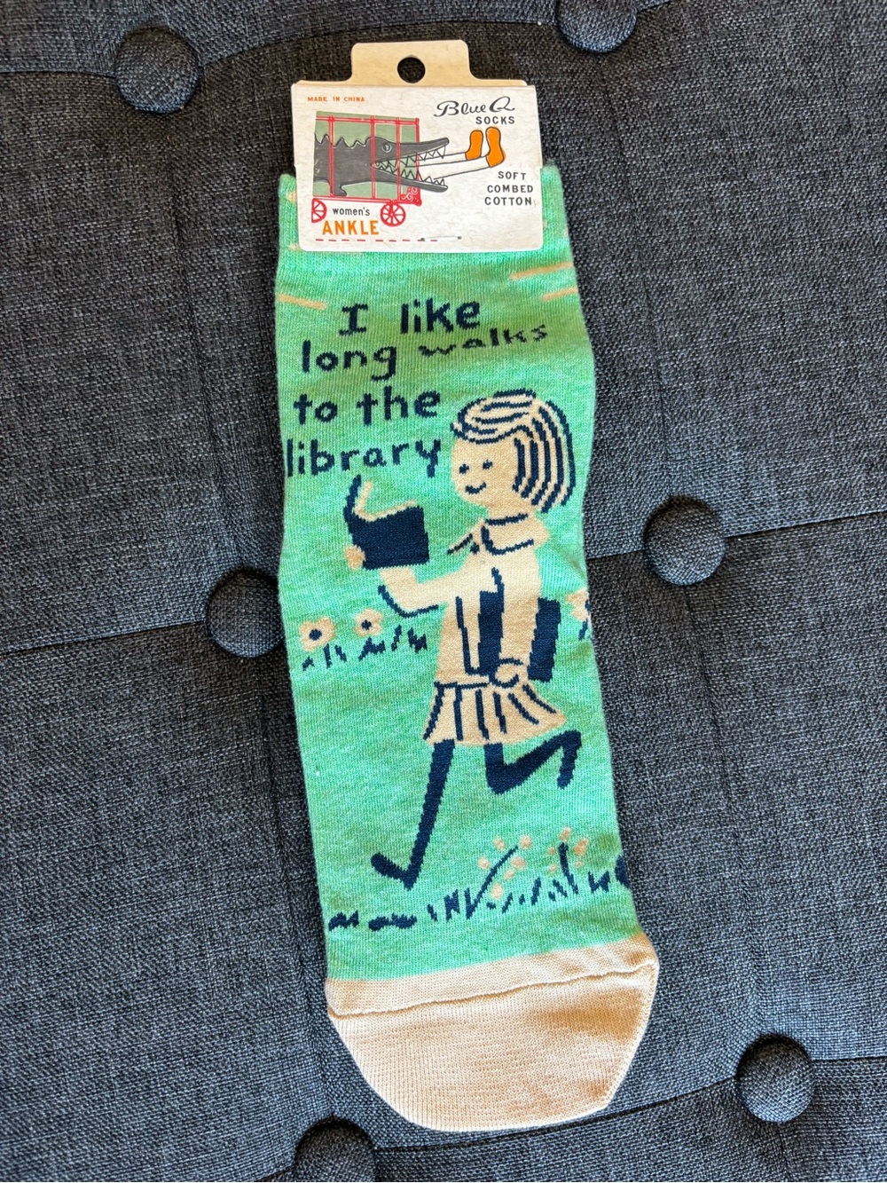 I Like Long Walks to the Library Socks | Cotton/Nylon | Size W 5-10 | NWT